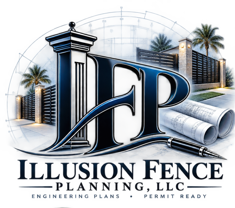 Illusion Fence Planning architectural fence and blueprint artwork
