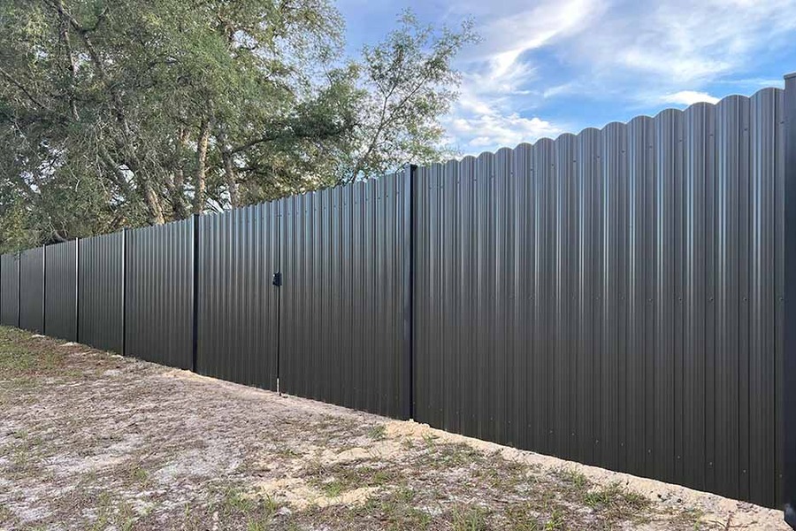 Vertical Dura Fence with Single Swing Gate and Double Swing Gate example